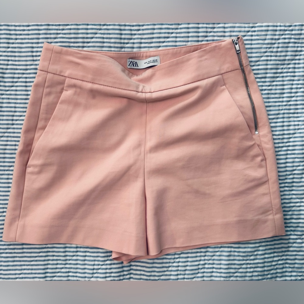 Zara Light Pink Shorts with Side Zipper